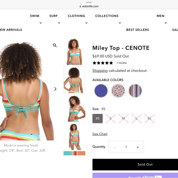NWT Miley style top size S and Bikini bottom size XS in Cenote pattern - Picture 2 of 12